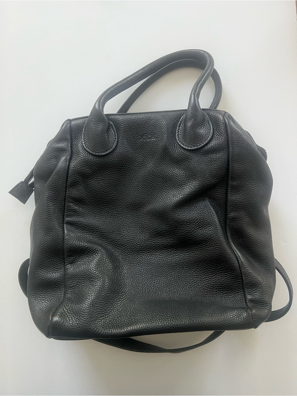 Beck Black Leather Backpack